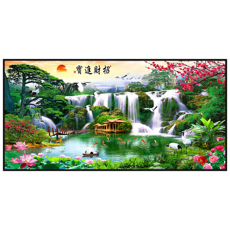 自粘防水客厅装饰画猎福新中式