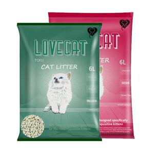 马甸老赵 lovecat猫砂爱宠绿茶豆腐猫砂吸水结团6L*6可冲马桶猫砂