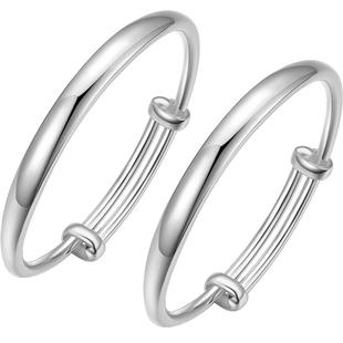 周六福宝宝镯银手镯S999足银成对银镯活口儿童镯周岁礼物