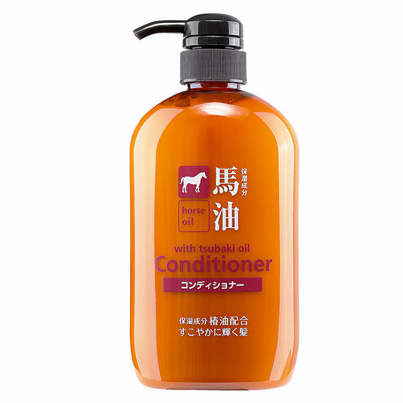 日本熊野油脂马油洗发水护发素600ml套装无硅油弱酸性孕妇用原装