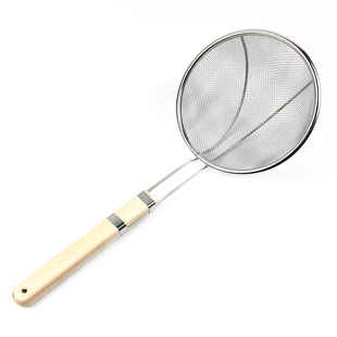 不锈钢木柄网漏勺商用煮面条烫粉捞篱大小号笊篱油炸过滤超细家用