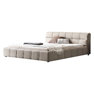 云朵泡芙布艺床现代简约奶油风格互不打扰双人床科技布主卧室大床