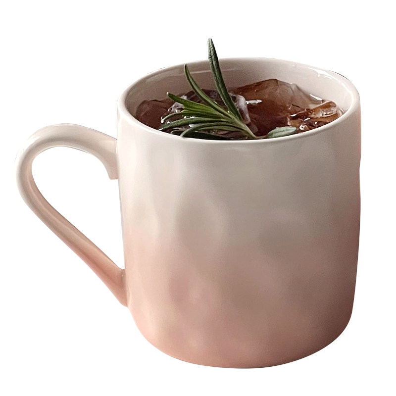 轻奢家用小众设计渐变粉陶瓷杯子