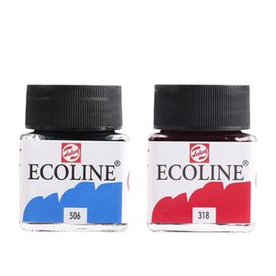 泰伦斯Ecoline 伊考伦全透明水彩颜料 彩色钢笔墨水水彩墨水