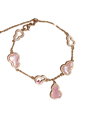 仿粉贝母六福葫芦手链女