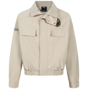 OV原创美式复古徽章刺绣工装外套女春季宽松痞帅廓形休闲夹克男潮
