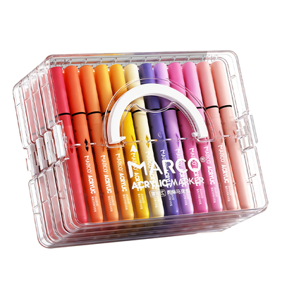 马可直液式丙烯马克笔学生用美术画画笔软头丙烯马克笔美术生不透色可叠色DIY安全无毒彩色记号笔水彩笔涂鸦