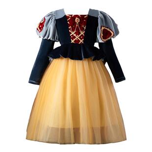 sesameclub女童白雪公主裙春爱莎小女孩生日礼服气质艾莎连衣裙子