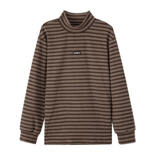 左西童装男童条纹打底衫半高领儿童秋冬装2025新款男孩大童长袖T