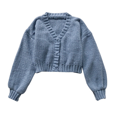 甜美短款针织毛衣长袖外套