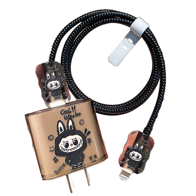拉布布数据线保护套适用苹果16充电器保护套20WiPhone15promax充电线保护扣防折断14/13充电头保护壳硅胶可爱