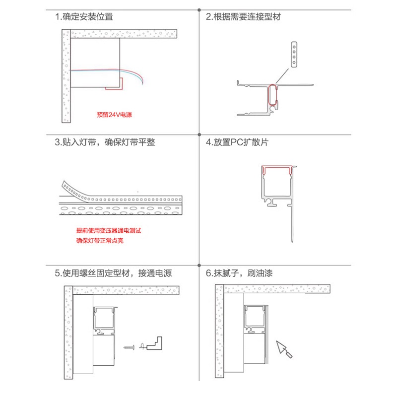 21单边向上线型灯双眼皮线形灯灯灯条形灯洗带铝型材槽嵌入式墙洗