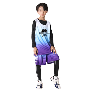 儿童篮球服套装运动四件套定制长袖紧身训练服男孩女童秋冬季球衣