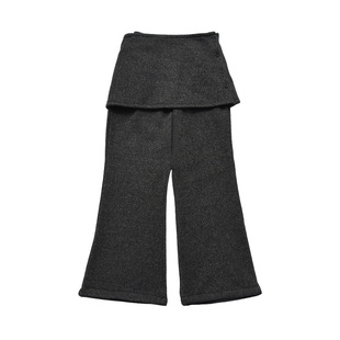 女童秋冬加绒加厚裤子儿童一体绒皮帘裤中大童时髦喇叭裤打底裤子