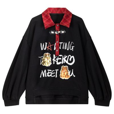 KEIKO美式学院风加厚加绒卫衣