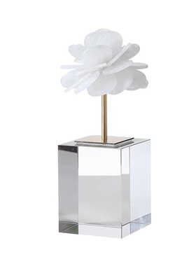 东方禧山茶花水晶摆件客厅电视柜玄关轻奢高档装饰乔迁新居礼品