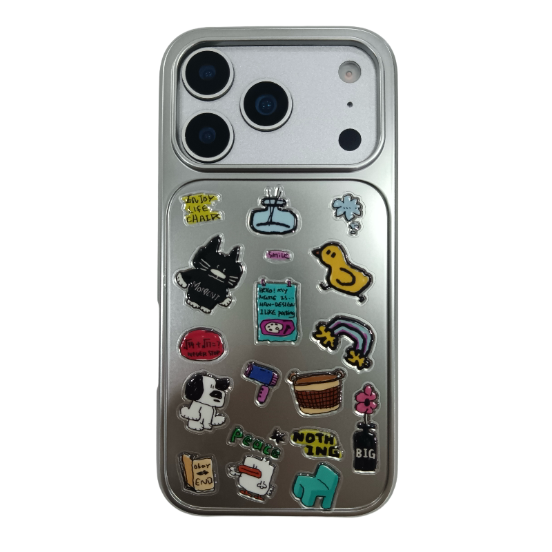 趣味可爱卡通贴纸适用iPhone18ProMax手机壳17PM个性苹果16pro小众15PRO新款女款13硅胶14防摔日