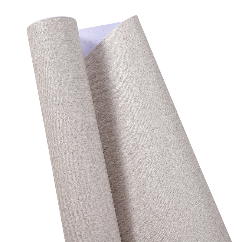 加厚麻布纹墙纸自粘防水不干胶墙贴墙布修补墙面壁纸翻新家具贴纸
