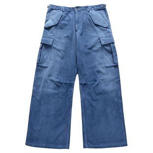 NOFAITH重磅350G双褶灯芯绒弯刀裤男冬宽松水洗做旧工装休闲长裤