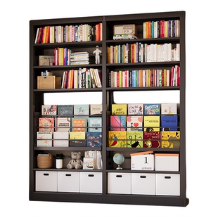 家用图书馆钢制书架一体靠墙落地置物架简易多层铁架儿童储物书柜