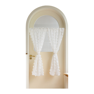 女生卧室帘幔门帘半帘隔断帘纱帘免打孔伸缩杆厨房卫生间遮挡帘