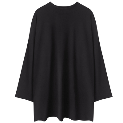 纯棉半高领t恤女长袖宽松显瘦