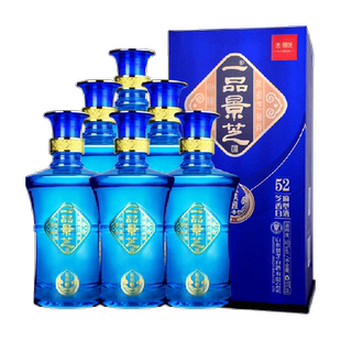 景芝一品景芝蓝淡雅52度500ml*6盒芝麻香型国产白酒送礼礼盒婚宴
