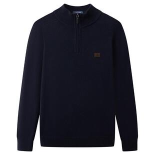 [重磅纯羊毛]梦特娇男士羊毛衫25秋冬拉链高领提花毛衣加厚保暖J