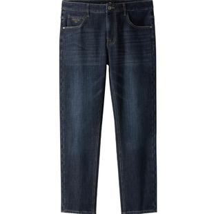 HLA/海澜之家加绒加厚直筒牛仔裤秋冬季新款保暖微弹长裤子男士