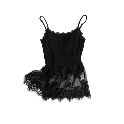 晶咕白标DADATATA【弗里达花园】下摆蕾丝拼接吊带背心女内搭上衣