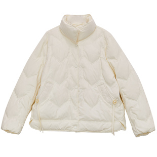 DM100大码百分百微胖mm女装冬季简约保暖立领短款轻薄羽绒服外套