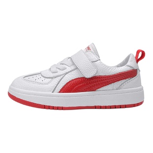 儿童真皮小白鞋男童鞋子春秋软底头层牛皮男孩板鞋女童白色运动鞋