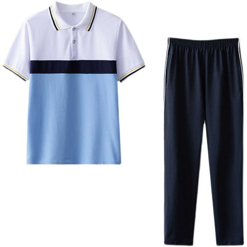 夏季小学生中学生校服男女情侣短袖纯棉初高中班服运动套装团体服