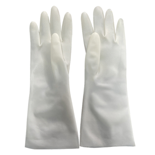 丁腈加长款白色光里食品级橡胶手套厨房洗碗洗衣服防水防刺防刀割