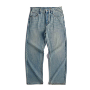 高端莱赛尔天丝牛仔裤男士直筒秋季新款宽松大码水洗阔腿休闲裤子