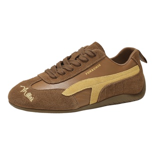 MILLIE'S/妙丽巨好看复古风德训鞋女不累脚翻毛皮拼接休闲阿甘鞋