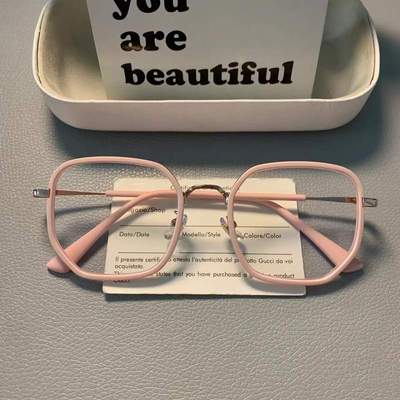 小红书款樱花粉韩版显瘦素颜镜框防蓝光平光镜女可配度数近视眼睛