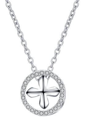 s925纯银十字架项链女礼品刻字