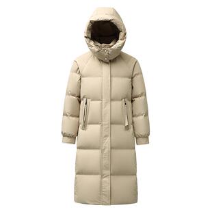 雪中飞羽绒服女过膝长款2026新款秋冬季连帽加厚时尚显瘦保暖外套