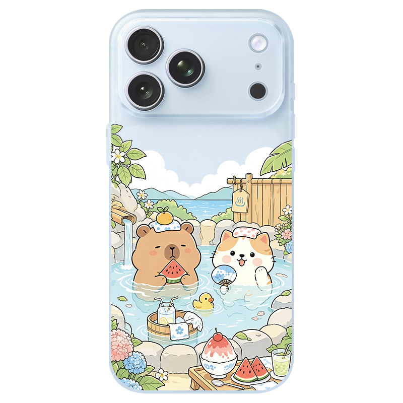 适用苹果17磨砂可爱水豚手机壳