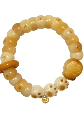 MARSEVEN 小猫系列猫爪小鱼大肠手串原创趣味可爱菩提根文创手链