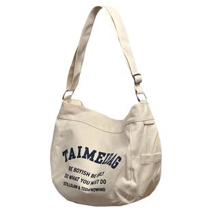 日系ins帆布包女复古百搭单肩斜挎包 大学生上课通勤大容量托特包