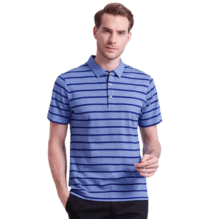 Alfieri艾法利夏季新款男装真丝绵混纺POLO衫商务翻领T恤