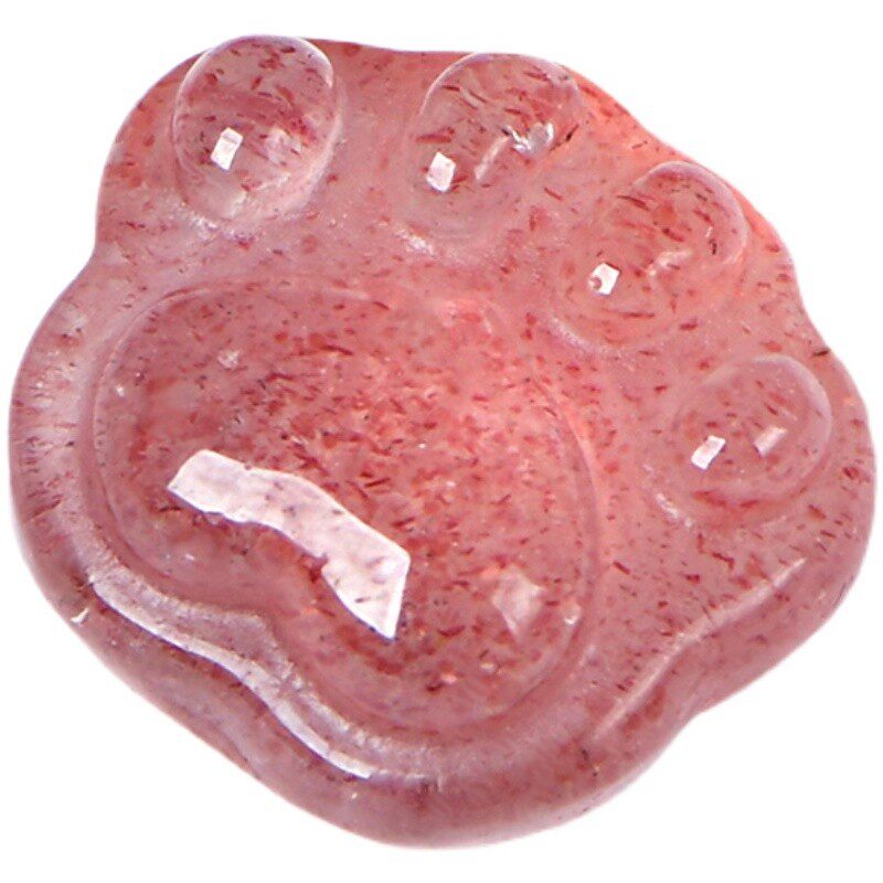 天然草莓晶猫爪diy饰品配件材料横孔竖粉晶挂件吊坠项链手链水晶