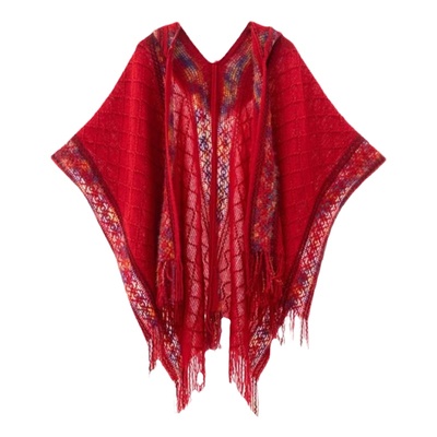 民族风披肩外搭大理丽江旅游斗篷拍照围巾女云南青海草原连帽披风