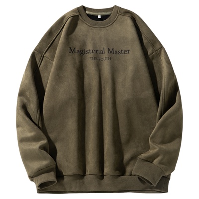 重磅麂皮绒圆领卫衣潮牌长袖上衣