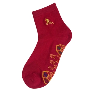 七星连珠中筒袜礼盒装刺绣马年男女红黑配色本命年新年喜庆好运袜