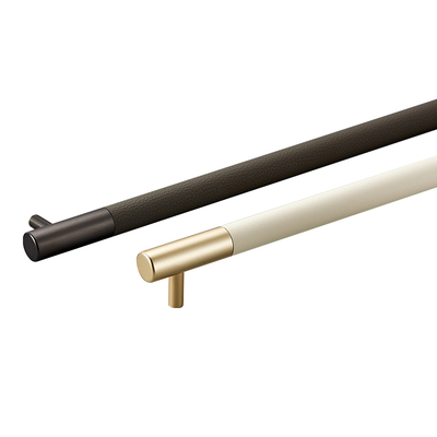 现代轻奢长款白色皮革五金拉手