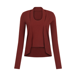 OTHERSTORE 优雅织叠 假两件红色挂脖针织衫女设计感羊毛修身上衣