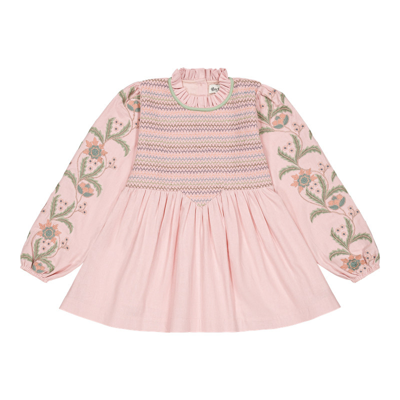 Little家现货 法国bachaa FW26秋冬女宝长袖打揽刺绣上衣连衣裙